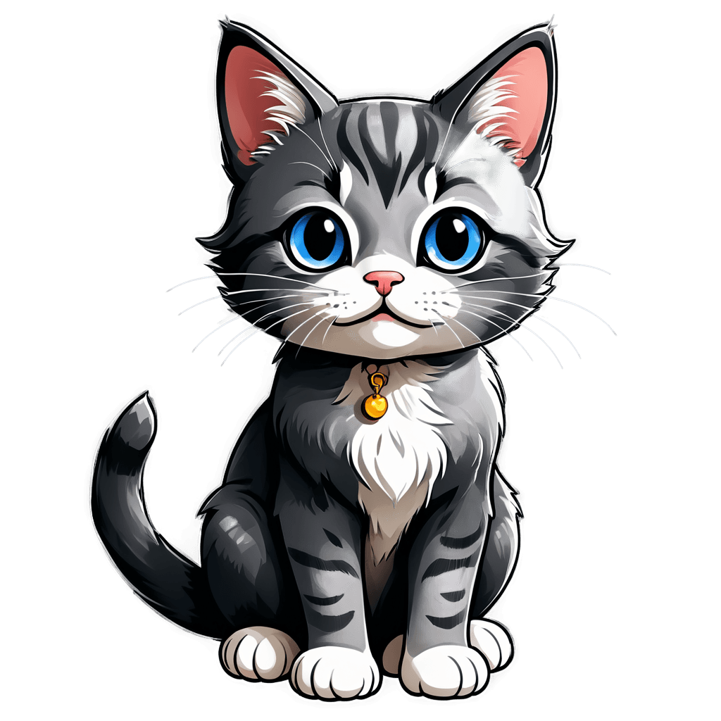 A cute gray cat with a gold collar