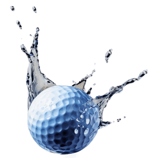 A golf ball splashing in the water