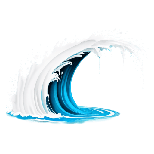 A large wave breaking on a blue background