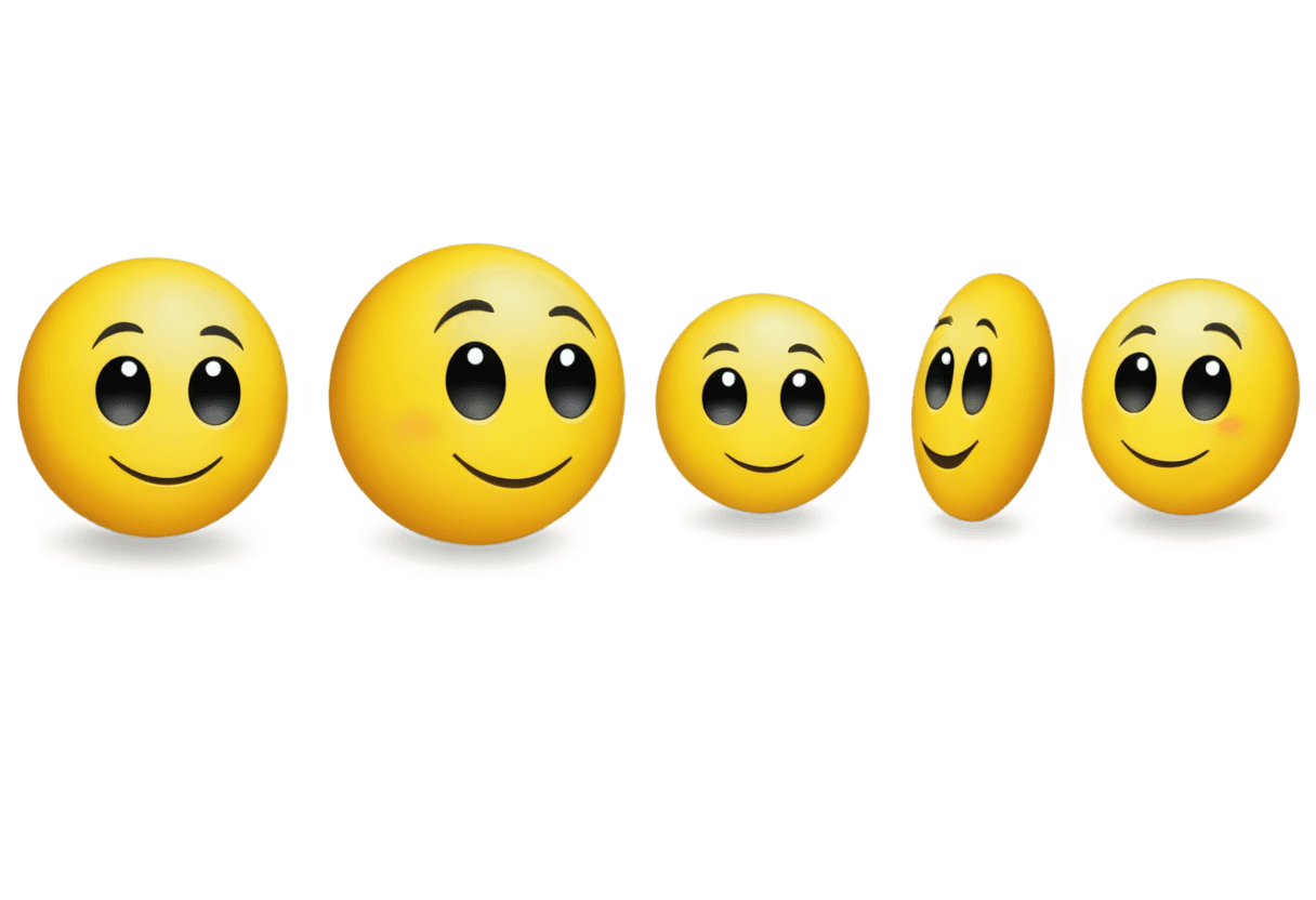 a emoji png Five smiling emoticons arranged in a row