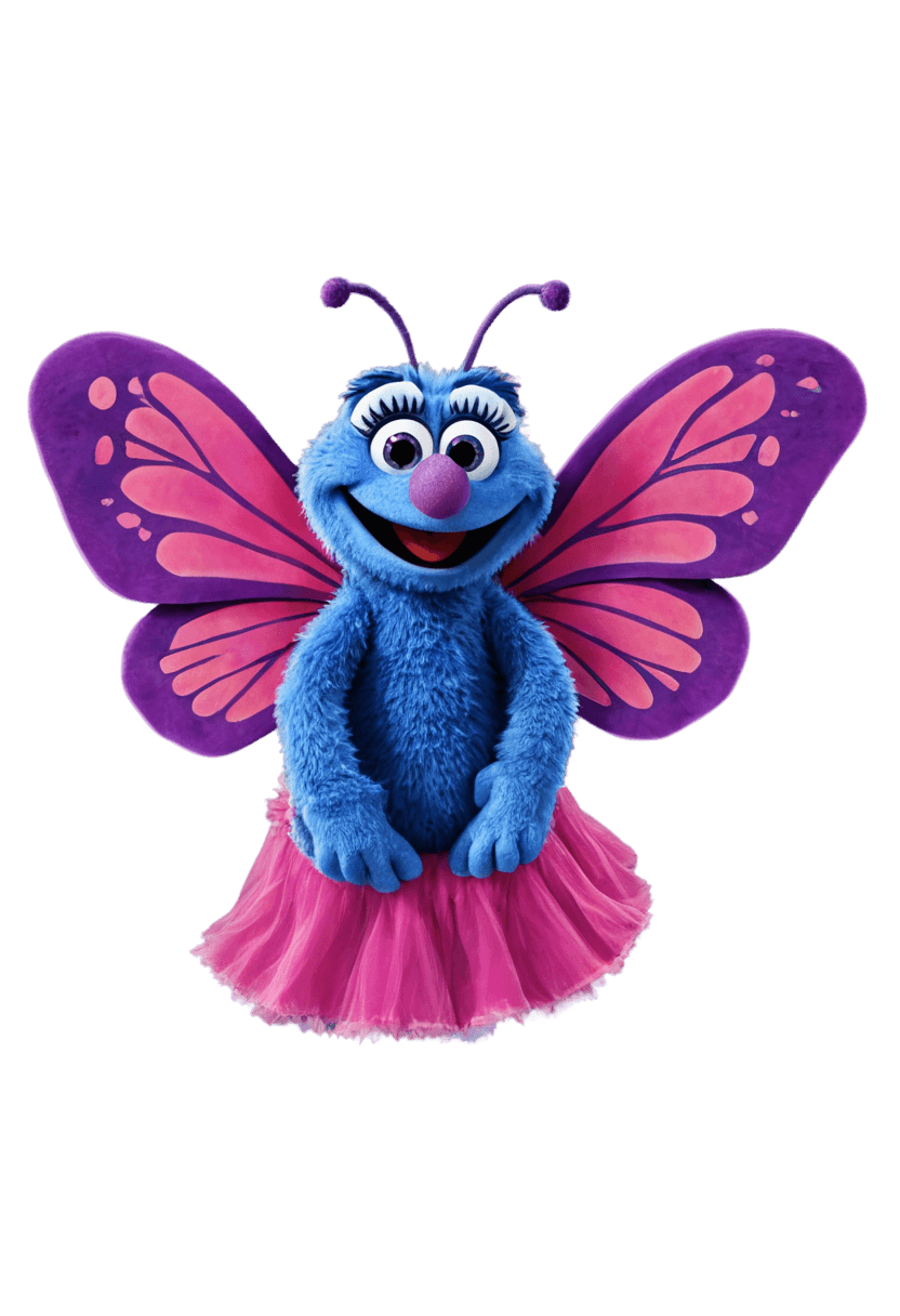 abby cadabby butterfly png A blue Sesame Street character in butterfly costume