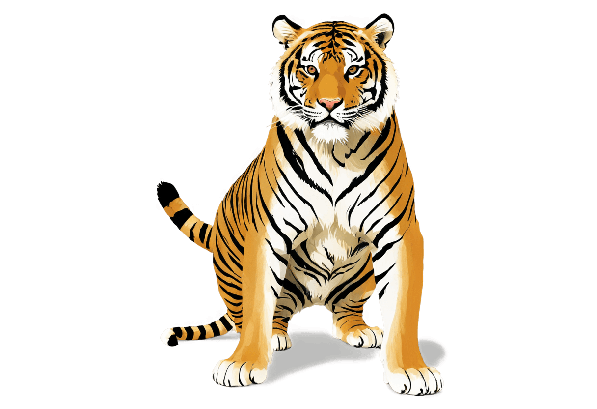 tigre, ((tigre)), un tigre, sombreado digital de cel, pintura digital con aerógrafo, trazado vectorial