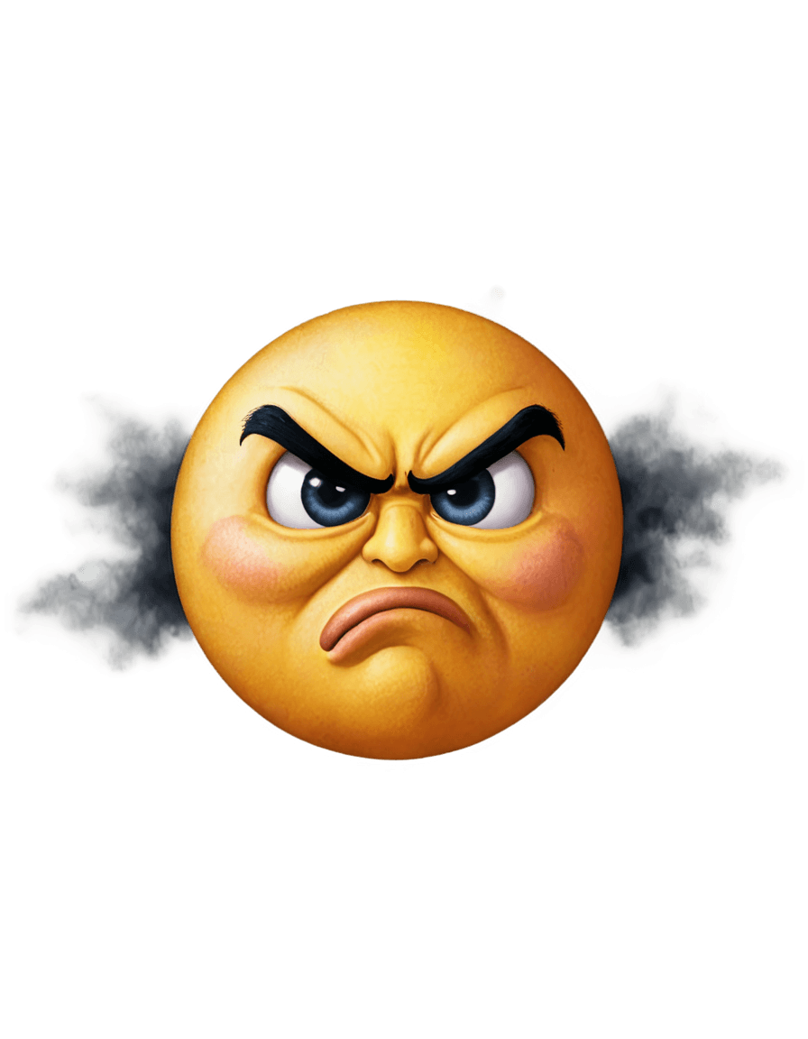 angry steam nostrils emoji transparent png An angry emoji face with black eyes