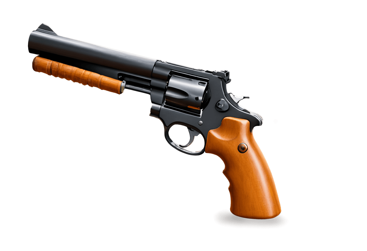 apple gun emoji png A revolver with a brown handle and black barrel