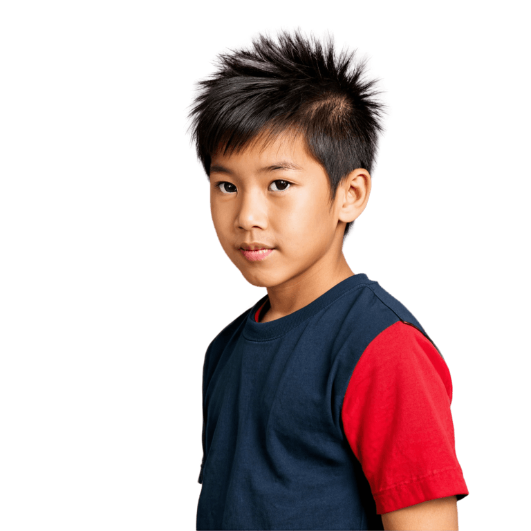 asian boy with spiky hair png Young boy posing for the camera