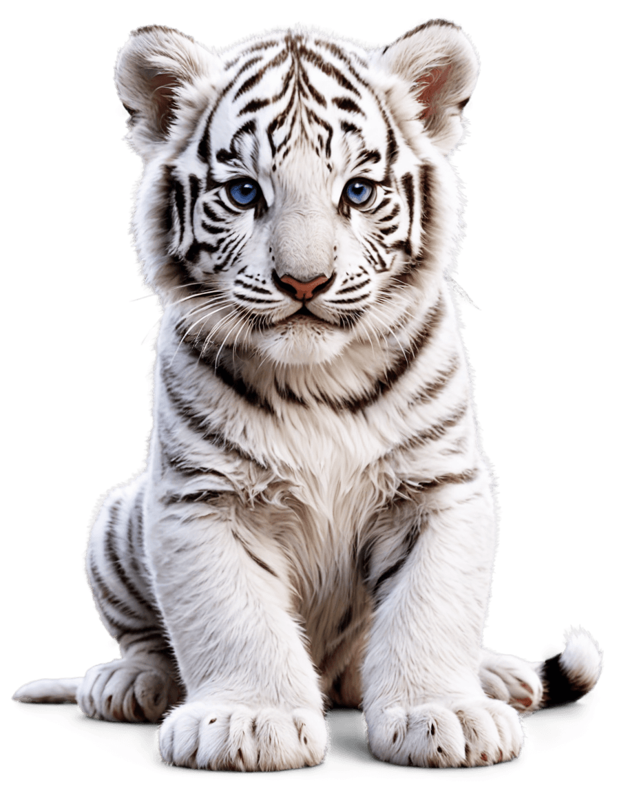 tiger,baby white tiger clipart png,a tiger,photoreal elegant,((tiger)),marble white complexion