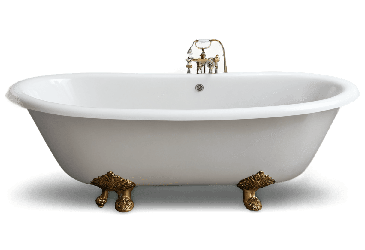 bathtub emoji png A white bathtub with gold legs and handles