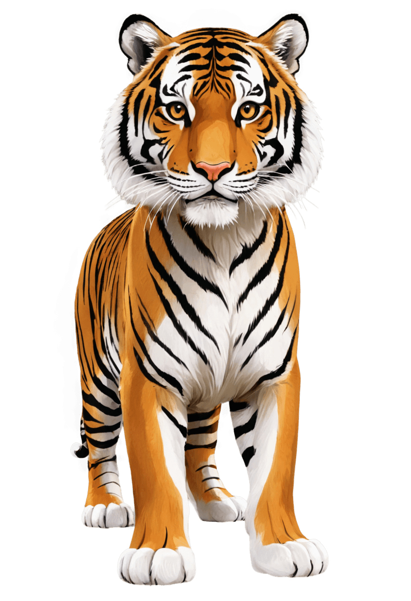 tiger,bengal tiger cartoon png,animal painting,squirrel/tiger,half tiger,digital airbrush painting