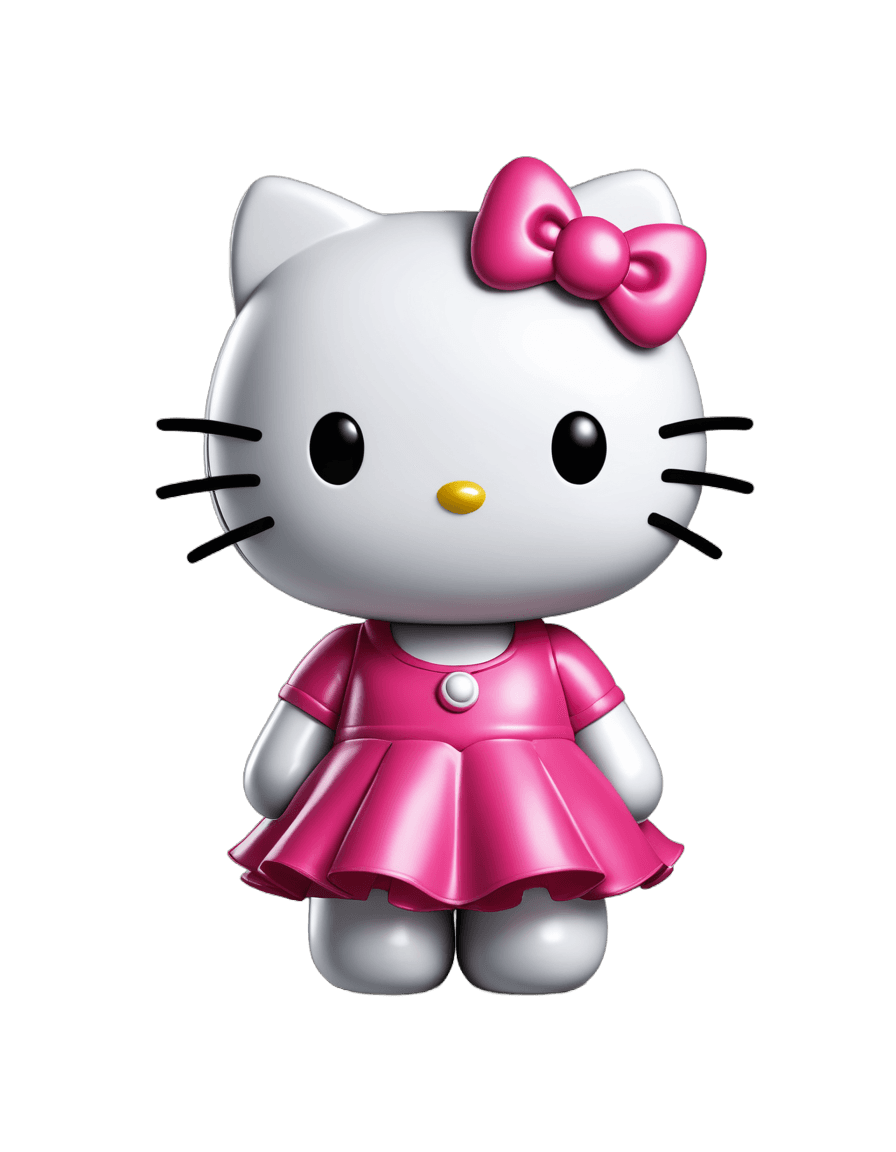 Hello Kitty，乙烯基玩具小雕像，可爱！c4d，可爱的卡通人物，小猫，全身吉祥物