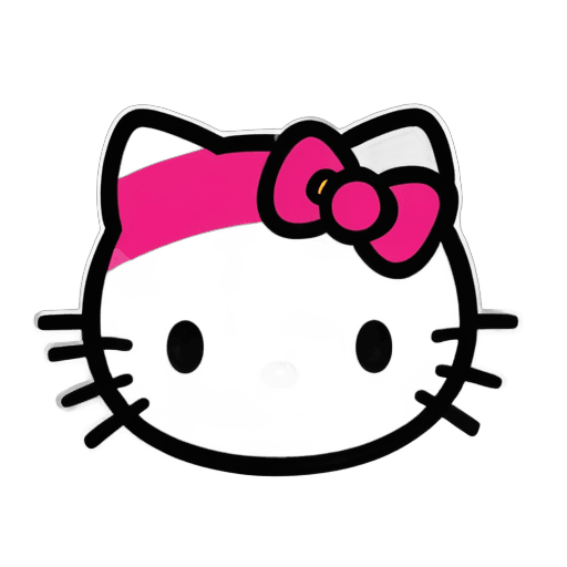 hello kitty,contrast icon,kitty,anthropomorphic female cat,dark background”,backround dark