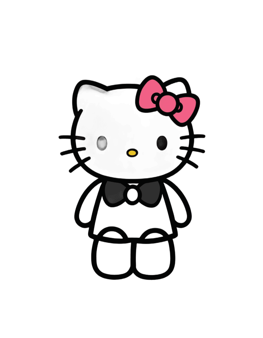 hello kitty,black hello kitty png,black paper,kitty,glowing-eyes-and-mouth,anthropomorphic female cat