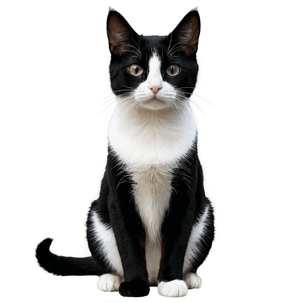 black and white cat no background png Black and white cat with green eyes and white nose