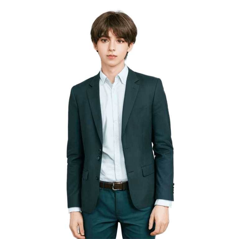 brown hair cute anime boy png A young boy in a suit and tie