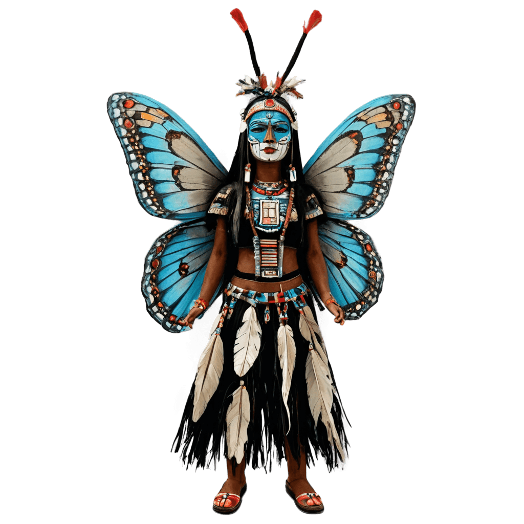 butterfly maiden kachina png A person with blue butterfly wings and native dress