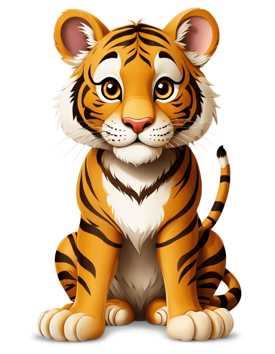 tigre, tigre de dibujos animados, peludo estilizado de Disney, pintura digital adorable, cazador de erin, un tigre