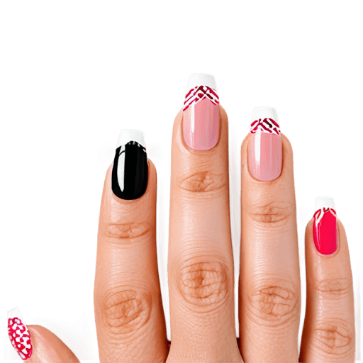 cat line drawing png A hand with four different nail designs