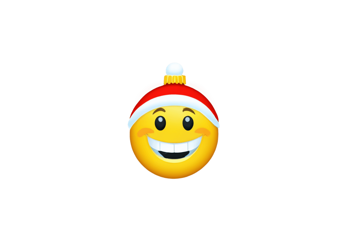 christmas emoji png A smiling emoticon with a hat on its head