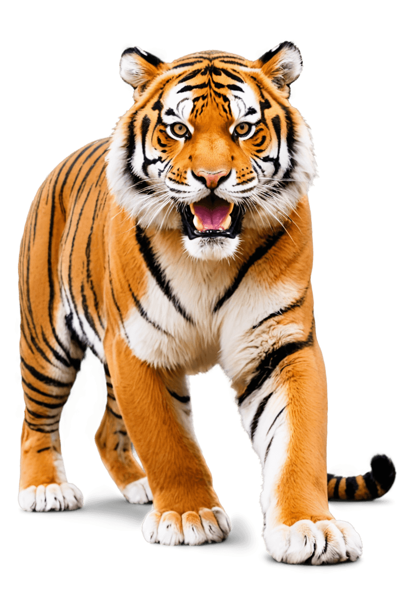 tigre, tigre de Clemson, piel de tigre, sombreado suave de la imagen, 3D realista, tigre antropomórfico