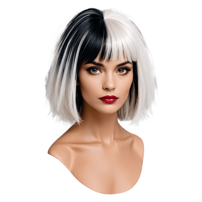 cruella hair outline png A model with a black and white wig