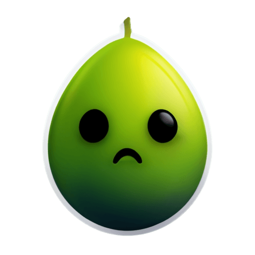 crusade blob png emoji A green fruit with sad eyes and a mouth