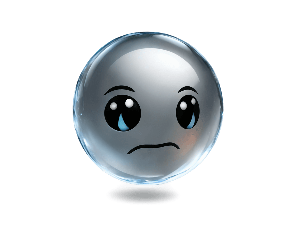 crystal emoji png A sad emoticon with blue eyes and a snotty nose