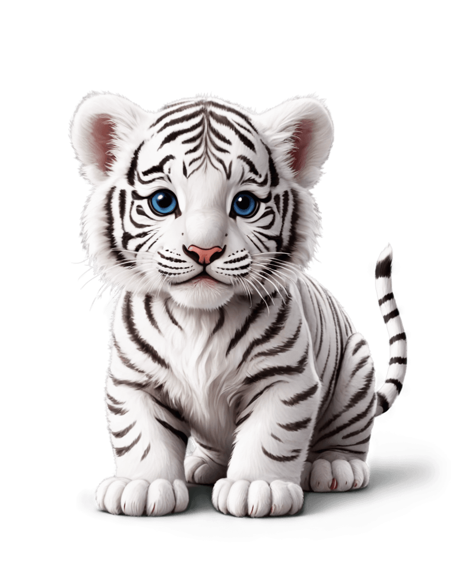 tigre, lindo bebé tigre blanco clip art png, adorable pintura digital, tigre blanco, ((tigre))), ¡lindo! C4D