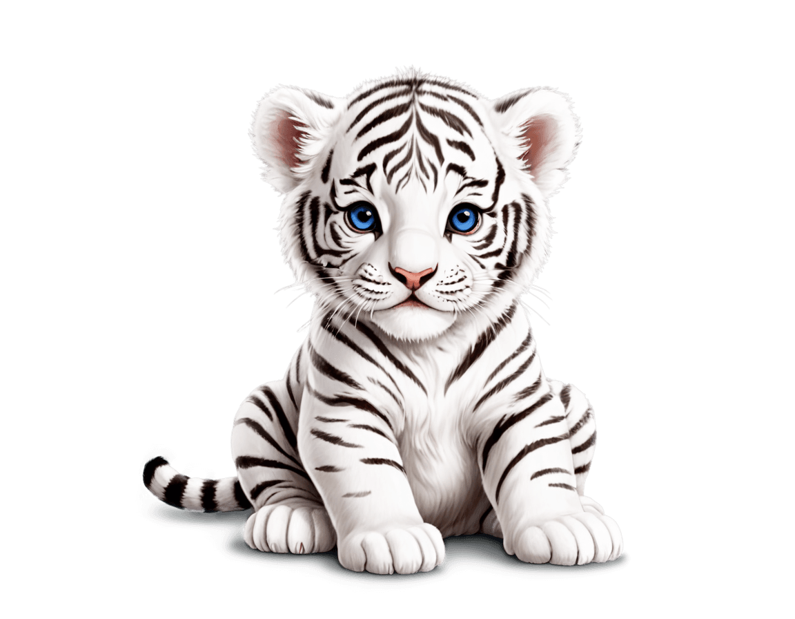 tigre, lindo bebé tigre blanco clipart png, lindo! C4D, animal lindo, pintura digital adorable, un tigre