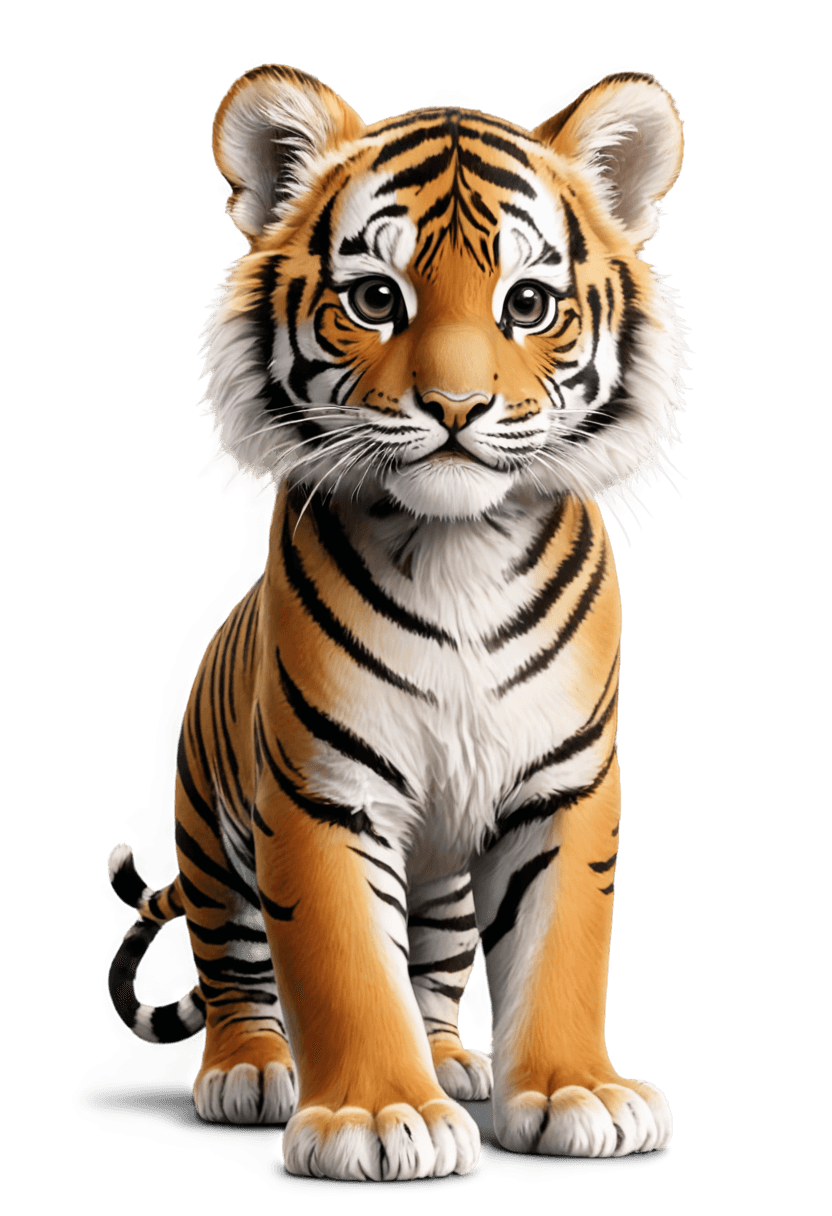 tiger,cute tiger png,realistic. detailed fur