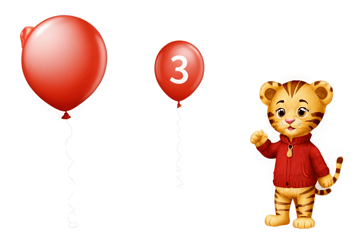 tigre, banner temático del gato, 3 son primavera, animación 3d, globos, regla de tres