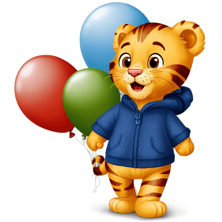 tiger,leonid,cartoon image,illustration for children,cute lion,balloon