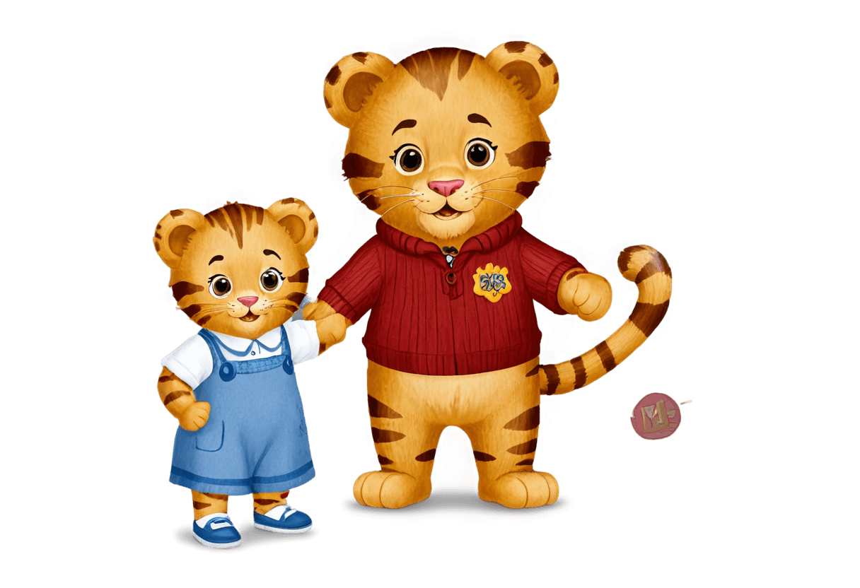 tigre, daniel tigre mamá y papá png, dibujos animados 3d, pintura de dibujos animados, ilustración de libros para niños, ((tigre))