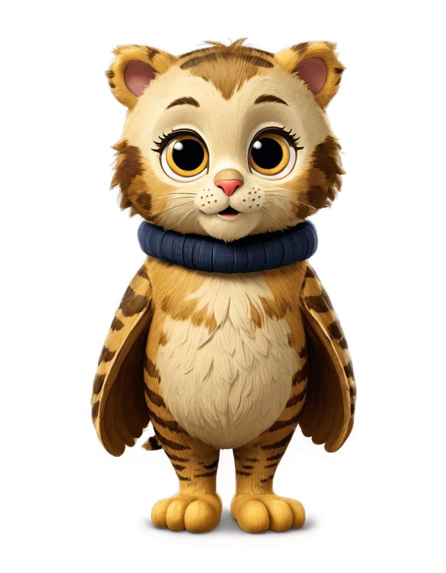 tiger,daniel tiger owl png,marmoset toolbag rendered,mobile game asset,owlbear,maya render