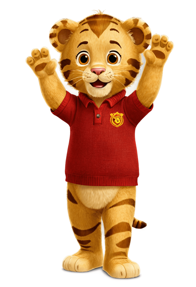 tiger,daniel tiger waving png,anthropomorphic tiger,((tiger)),cgi animation,character poster