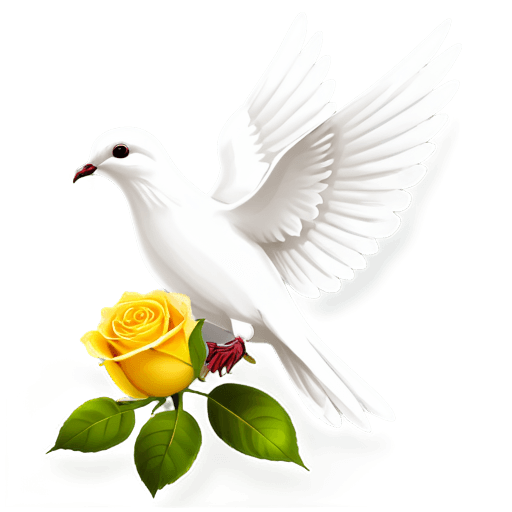 dove with yellow rose clipart png A white dove with a yellow rose