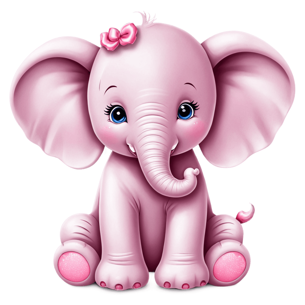elefante bebe rosa png Pink baby elephant with pink bow on head