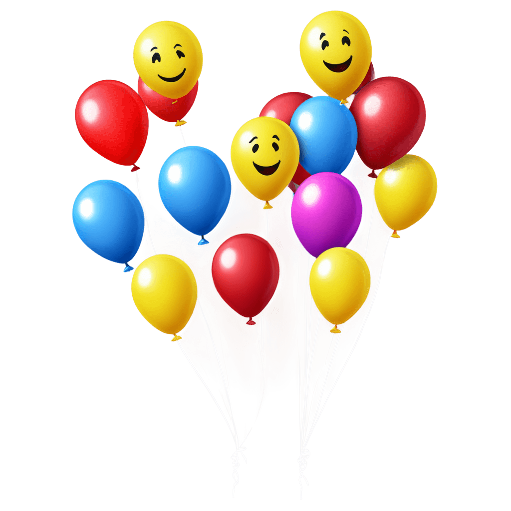 emoji balloons png Several colorful balloons with smiley faces in the air