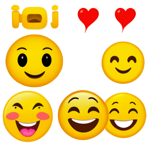 emoji de alegria png Six smiling emoticons on a yellow background