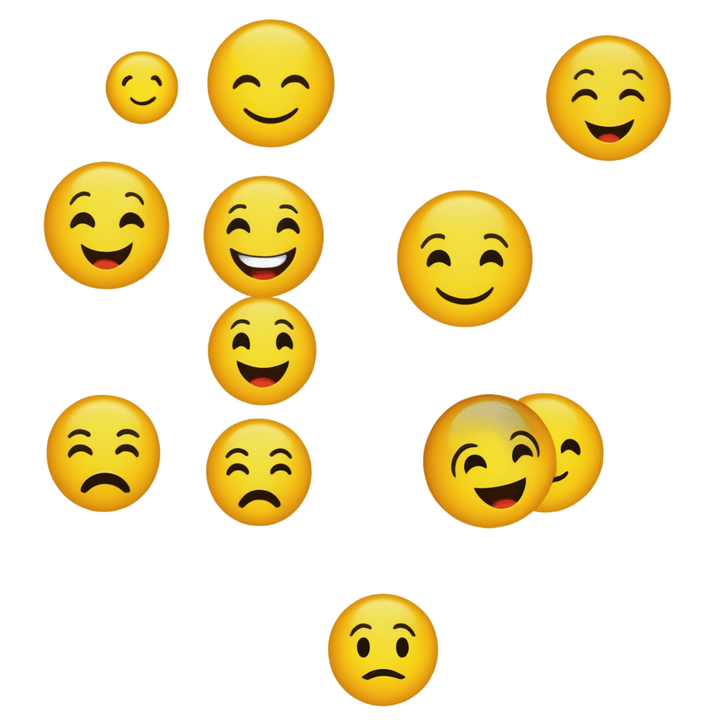 emoji png pack zip download Smiling and sad emojis on a yellow background