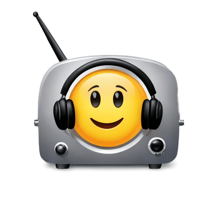 emoji radio png An emoticon radio with headphones and buttons