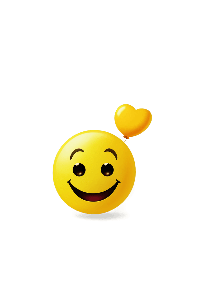 emojis aniversario png A yellow smiley face with a heart balloon