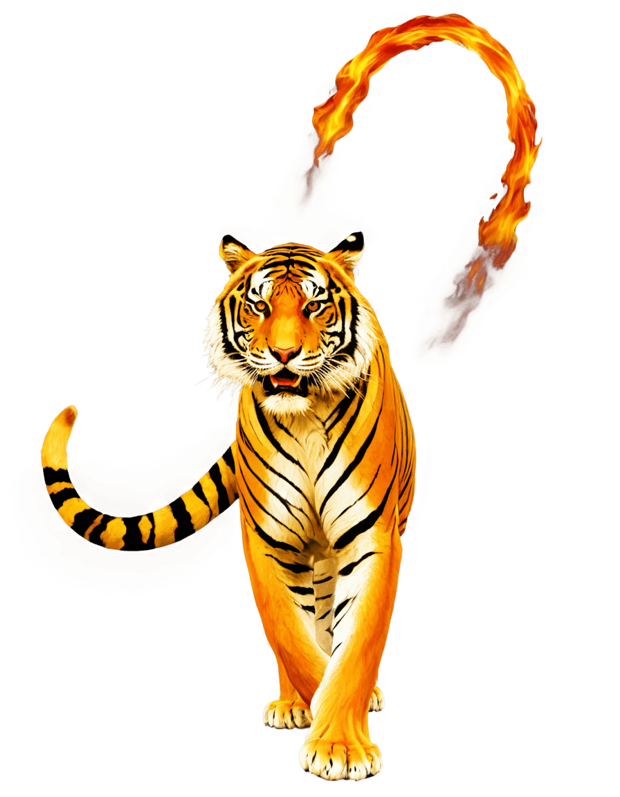 tigre, tigre de llama png, tiger_beast, un tigre, fondo llameante, medio tigre