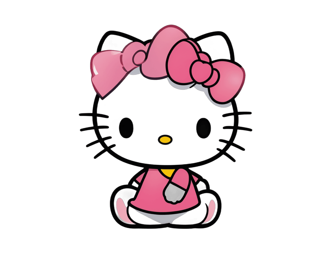 hello kitty,kitty,sanrio,anthropomorphic female cat,pink iconic character,pink hair bow