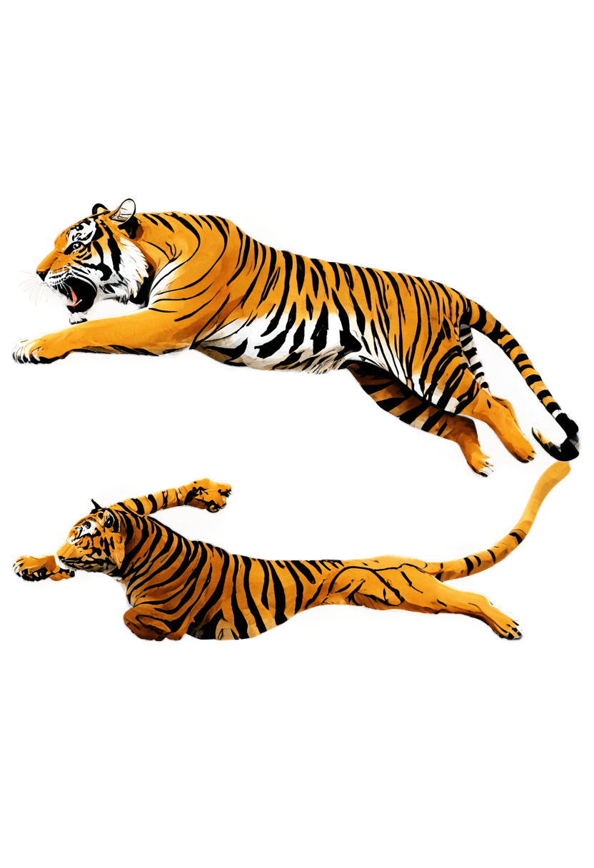 tigre, logotipo de tigre volador png, ((tigre)), efecto de sombreado 3d, pose dinámica realista, efectos cáusticos