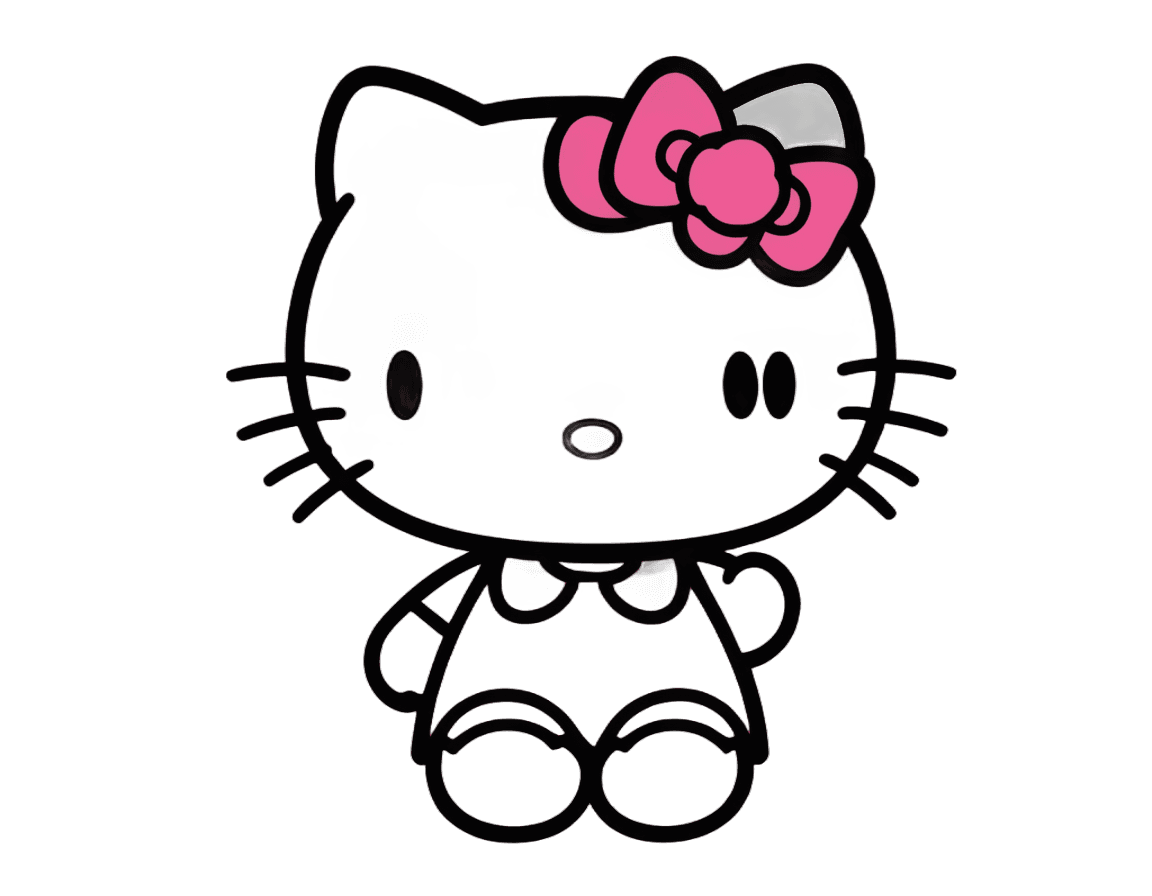 hello kitty,cute cartoon character,kitty,dark black background,black background),black color background