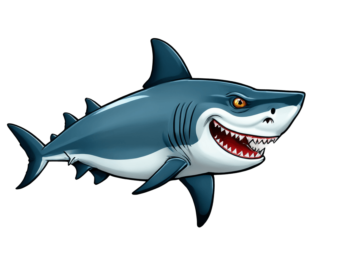 tiger,anthropomorphic shark,game icon stylized,blue shark,shark,digital cel shading