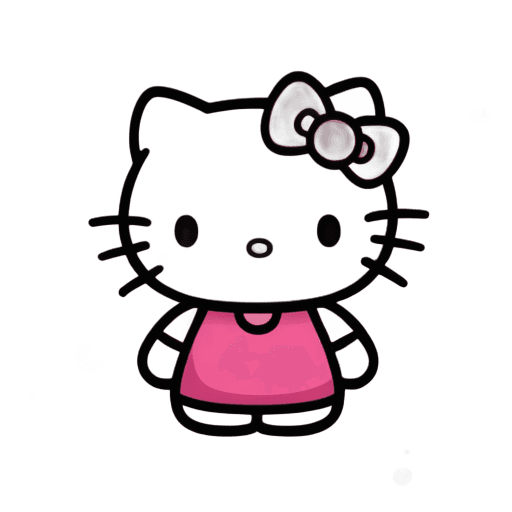 Hello Kitty，免费Hello Kitty png，深色背景“，深色背景”，可爱！C4D，黑色背景）