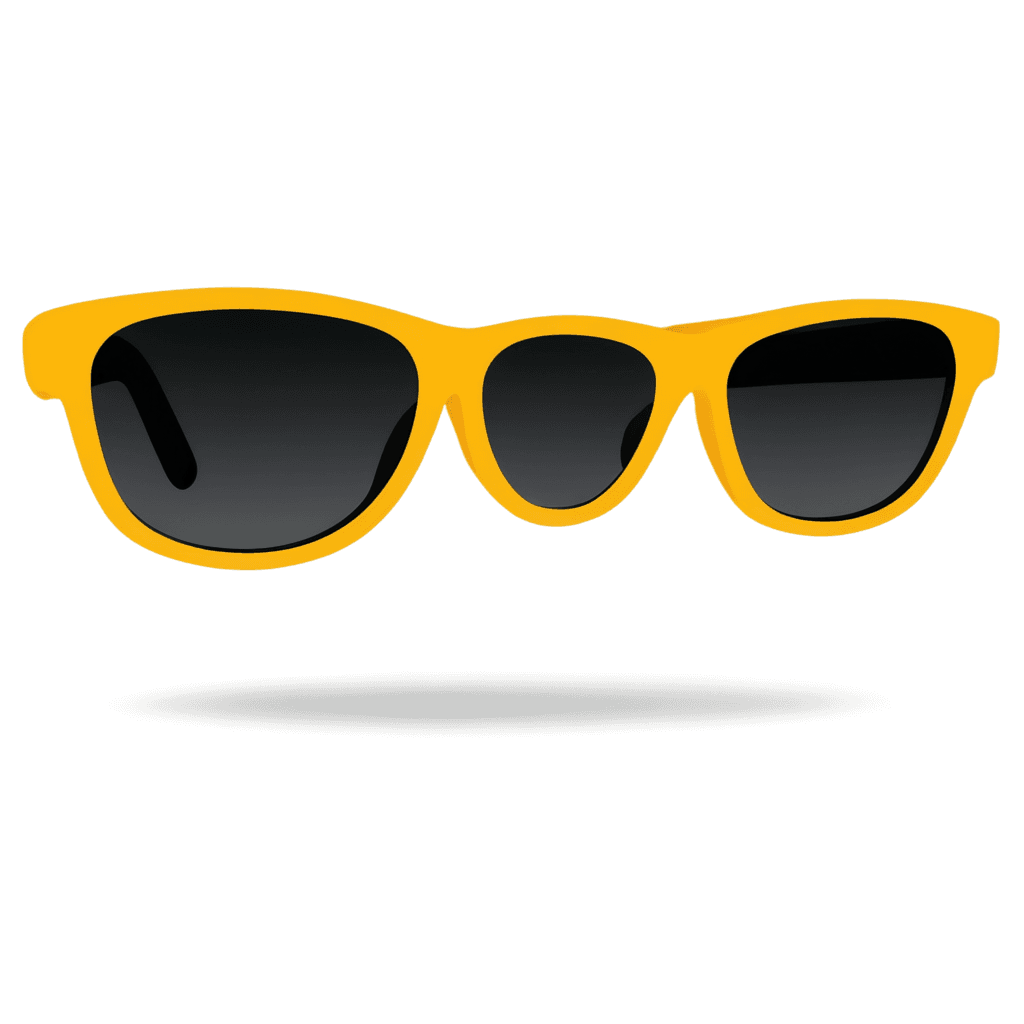 fun sunglasses vector png Sunglasses with glowing reflection on a yellow background