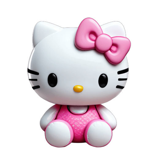 ¡Hola gatita, linda! C4D, personaje icónico rosa, lindo personaje de dibujos animados, gatito, personaje de juego