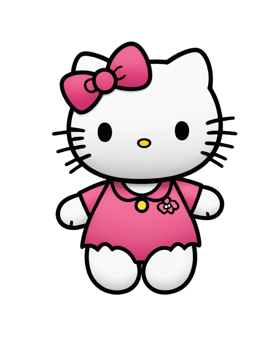 hello kitty,gambar kepala hello kitty png,cute humanoid robot,pink iconic character,vinyl toy figurine,elokitty