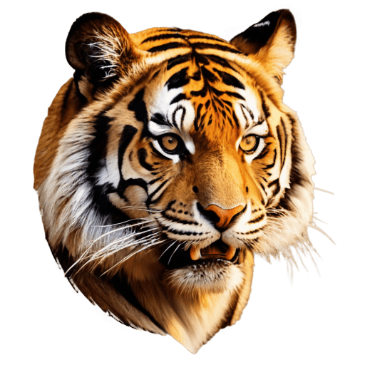 tiger,giant tiger logo png,highly detailed animal,anthropomorphic tiger,tiger head,realistic painting effect